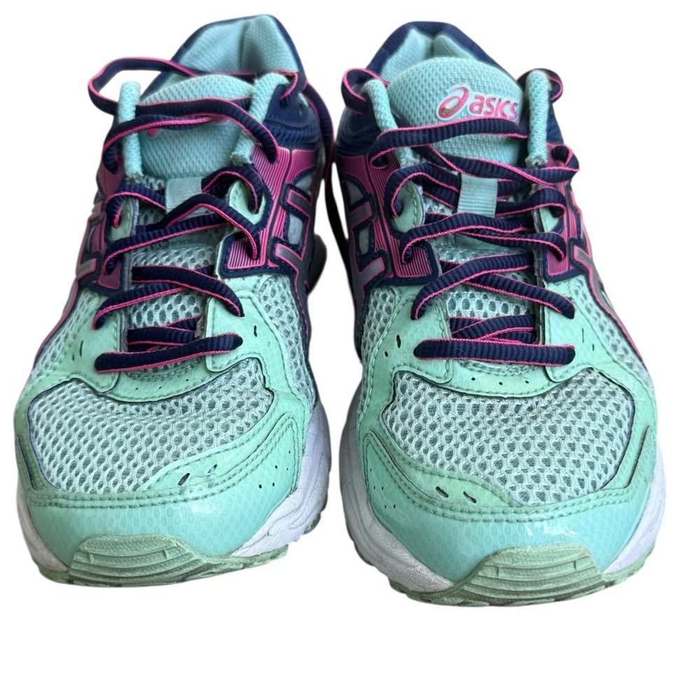 Donated to Philippines—-ASICS Green and Pink Athletic Shoes with Mesh Upper - Picture 3 of 16